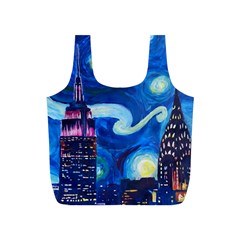 Starry Night In New York Van Gogh Manhattan Chrysler Building And Empire State Building Full Print Recycle Bag (s) by Sarkoni