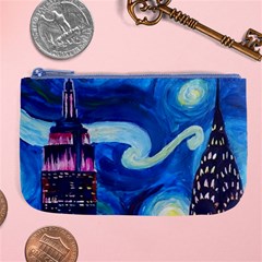 Starry Night In New York Van Gogh Manhattan Chrysler Building And Empire State Building Large Coin Purse by Sarkoni