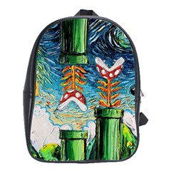 Game Starry Night Doctor Who Van Gogh Parody School Bag (large) by Sarkoni