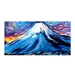 Mount Fuji Art Starry Night Van Gogh Satin Wrap 35  X 70  by Sarkoni