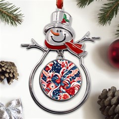 America Pattern Metal Snowman Ornament by Valentinaart