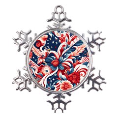 America Pattern Metal Large Snowflake Ornament by Valentinaart