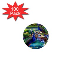 Peacocks  Fantasy Garden 1  Mini Buttons (100 Pack)  by Bedest