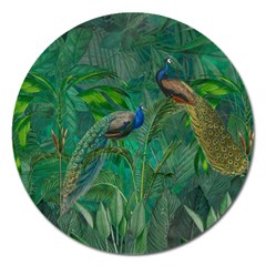 Peacock Paradise Jungle Magnet 5  (round) by Bedest