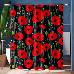 Background Poppies Flowers Seamless Ornamental Shower Curtain 60  X 72  (medium)  by Ravend