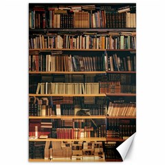 Books On Bookshelf Assorted Color Book Lot In Bookcase Library Canvas 20  X 30  by Ravend