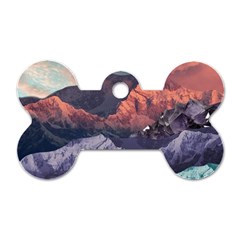 Adventure Psychedelic Mountain Dog Tag Bone (one Side) by Ndabl3x