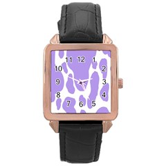 Cow Print, Aesthetic,violelilac, Animal, Purple, Simple Rose Gold Leather Watch  by nateshop