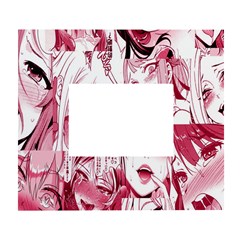 Ahegao Pink, Anime, Girl, Girlface, Girls, Pattern, White, Hd White Wall Photo Frame 5  X 7  by nateshop