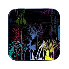 Art Design Graphic Neon Tree Artwork Square Metal Box (black) by Bedest