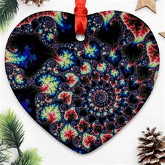 Psychedelic Colorful Abstract Trippy Fractal Heart Ornament (two Sides) by Bedest