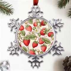 Strawberry Fruit Metal Large Snowflake Ornament by Bedest