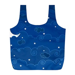 Sky Night Moon Clouds Crescent Full Print Recycle Bag (l) by Proyonanggan