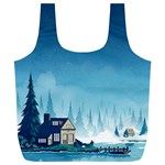 Winter Scenery Minimalist Night Landscape Full Print Recycle Bag (XL) Front