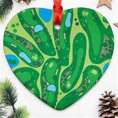 Golf Course Par Golf Course Green Heart Ornament (two Sides) by Sarkoni