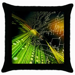 Machine Technology Circuit Electronic Computer Technics Detail Psychedelic Abstract Pattern Throw Pillow Case (black) by Sarkoni