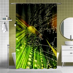 Machine Technology Circuit Electronic Computer Technics Detail Psychedelic Abstract Pattern Shower Curtain 48  X 72  (small)  by Sarkoni