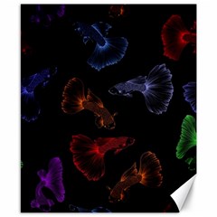 Vector Aquarium Guppies Seamless Fish Pattern With Black Background Canvas 8  X 10  by Grandong