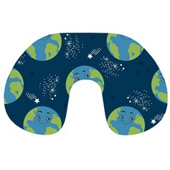 Seamless Pattern Cartoon Earth Planet Travel Neck Pillow by Grandong