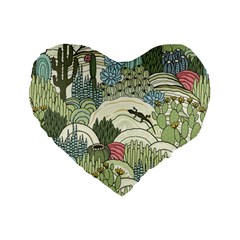 Playful Cactus Desert Landscape Illustrated Seamless Pattern Standard 16  Premium Heart Shape Cushions by Grandong