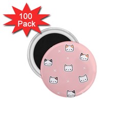 Cute Cat Cartoon Doodle Seamless Pink Pattern 1 75  Magnets (100 Pack)  by Grandong