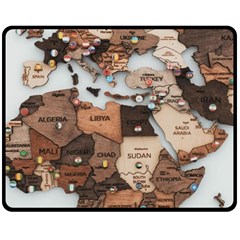 3d Vintage World Map Two Sides Fleece Blanket (medium) by Grandong