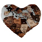 3d Vintage World Map Large 19  Premium Flano Heart Shape Cushions Front