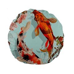 Koi Fish Standard 15  Premium Flano Round Cushions by Grandong