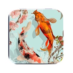 Koi Fish Square Metal Box (black) by Grandong