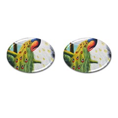 Peacock Art Cufflinks (oval) by Grandong