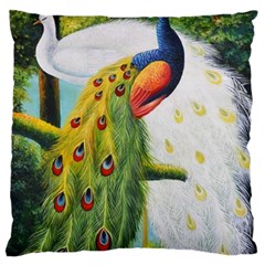 Peacock Art Large Premium Plush Fleece Cushion Case (two Sides) by Grandong