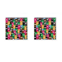 Cats Funny Colorful Pattern Texture Cufflinks (square) by Grandong