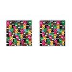 Cats Funny Colorful Pattern Texture Cufflinks (Square) Front(Pair)