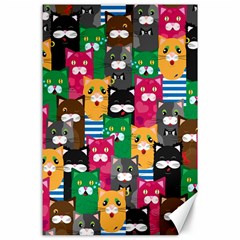 Cats Funny Colorful Pattern Texture Canvas 24  X 36  by Grandong