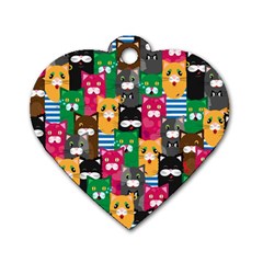 Cats Funny Colorful Pattern Texture Dog Tag Heart (two Sides) by Grandong