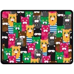 Cats Funny Colorful Pattern Texture Fleece Blanket (large) by Grandong