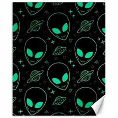 Alien Green Black Pattern Canvas 16  X 20  by Ndabl3x