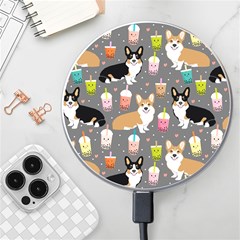 Welsh Corgi Dog Boba Tea Bubble Kawaii Wireless Fast Charger(white) by Grandong