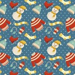 Winter Blue Christmas Snowman Pattern Play Mat (Square) Front