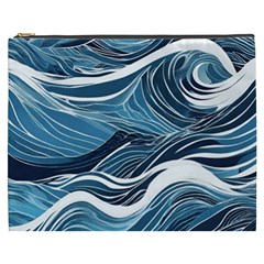 Abstract Blue Ocean Wave Cosmetic Bag (xxxl) by Jack14