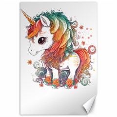 Baby Unicorn T- Shirt Colourful Bay Unicorn T- Shirt Yoga Reflexion Pose T- Shirtyoga Reflexion Pose T- Shirt Canvas 12  X 18  by hizuto