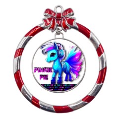 Pinkie Pie  Metal Red Ribbon Round Ornament by Internationalstore