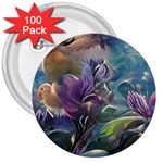 Abstract Blossoms  3  Buttons (100 pack)  Front