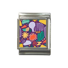 Colorful Shapes On A Purple Background Italian Charm (13mm) by LalyLauraFLM