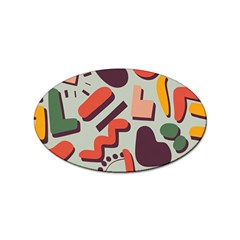 Shapes In Retro Colors On A Green Background Sticker Oval (100 Pack) by LalyLauraFLM