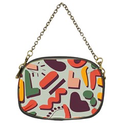 Shapes In Retro Colors On A Green Background Chain Purse (two Sides) by LalyLauraFLM