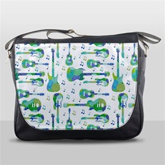 Guitars Music Notes Seamless Pattern Messenger Bag by Pakjumat