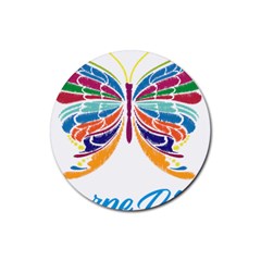 Butterfly Embroidery Effect T- Shirt Butterfly Embroidery Effect T- Shirt Rubber Round Coaster (4 Pack) by JamesGoode