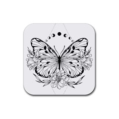 Butterfly T- Shirt Moon Butterfly T- Shirt Rubber Coaster (square) by JamesGoode