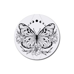 Butterfly T- Shirt Moon Butterfly T- Shirt Rubber Coaster (round) by JamesGoode